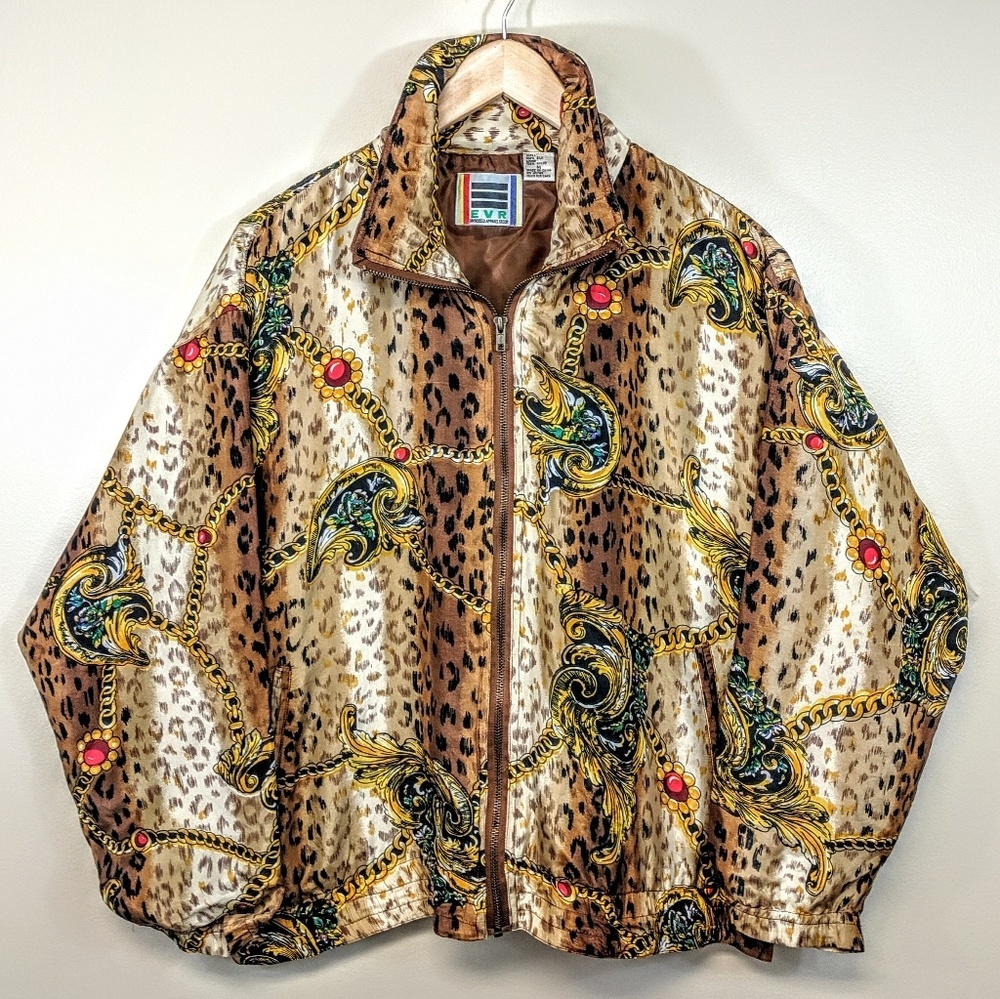 Vintage Silk Chain Print Track Jacket